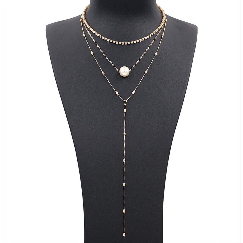 ✨Multi Layer Crystal  Pearl Necklace✨